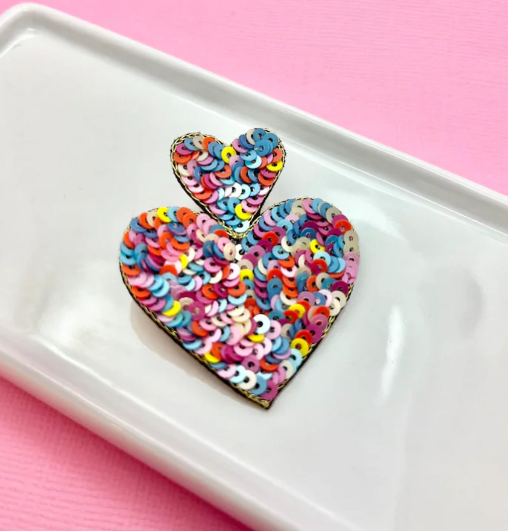 Sequin Heart Earrings