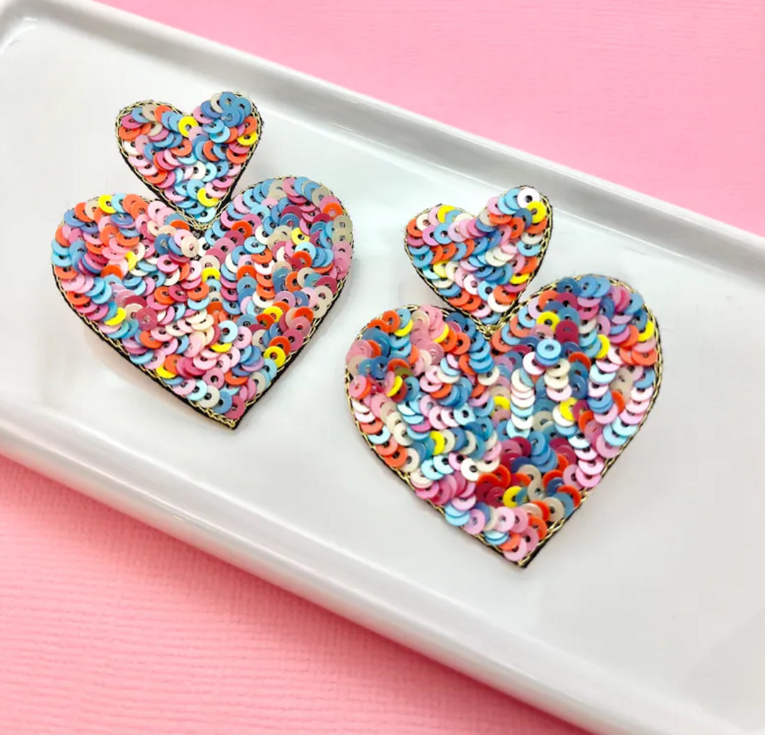 Sequin Heart Earrings