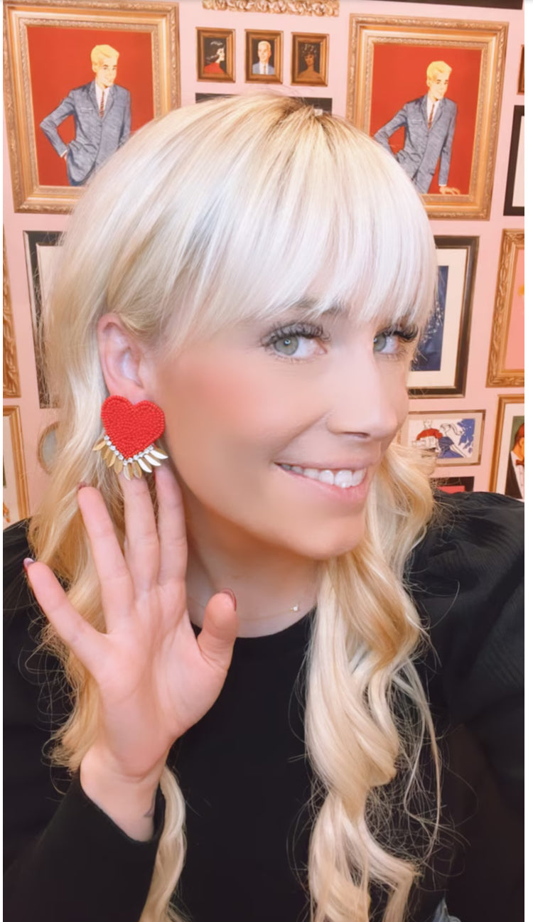 Red Starstruck Heart Earrings