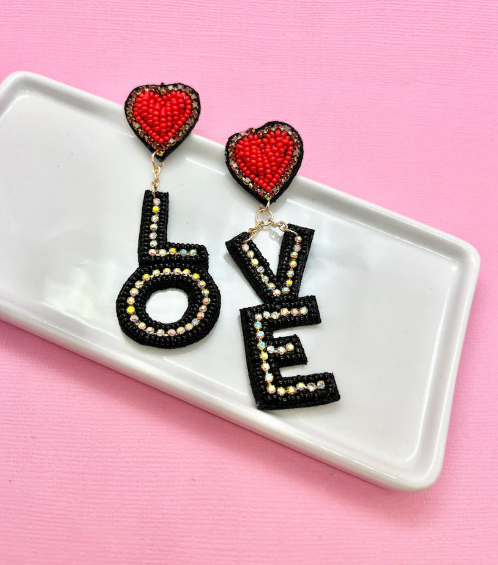 LOVE Beaded Earrings