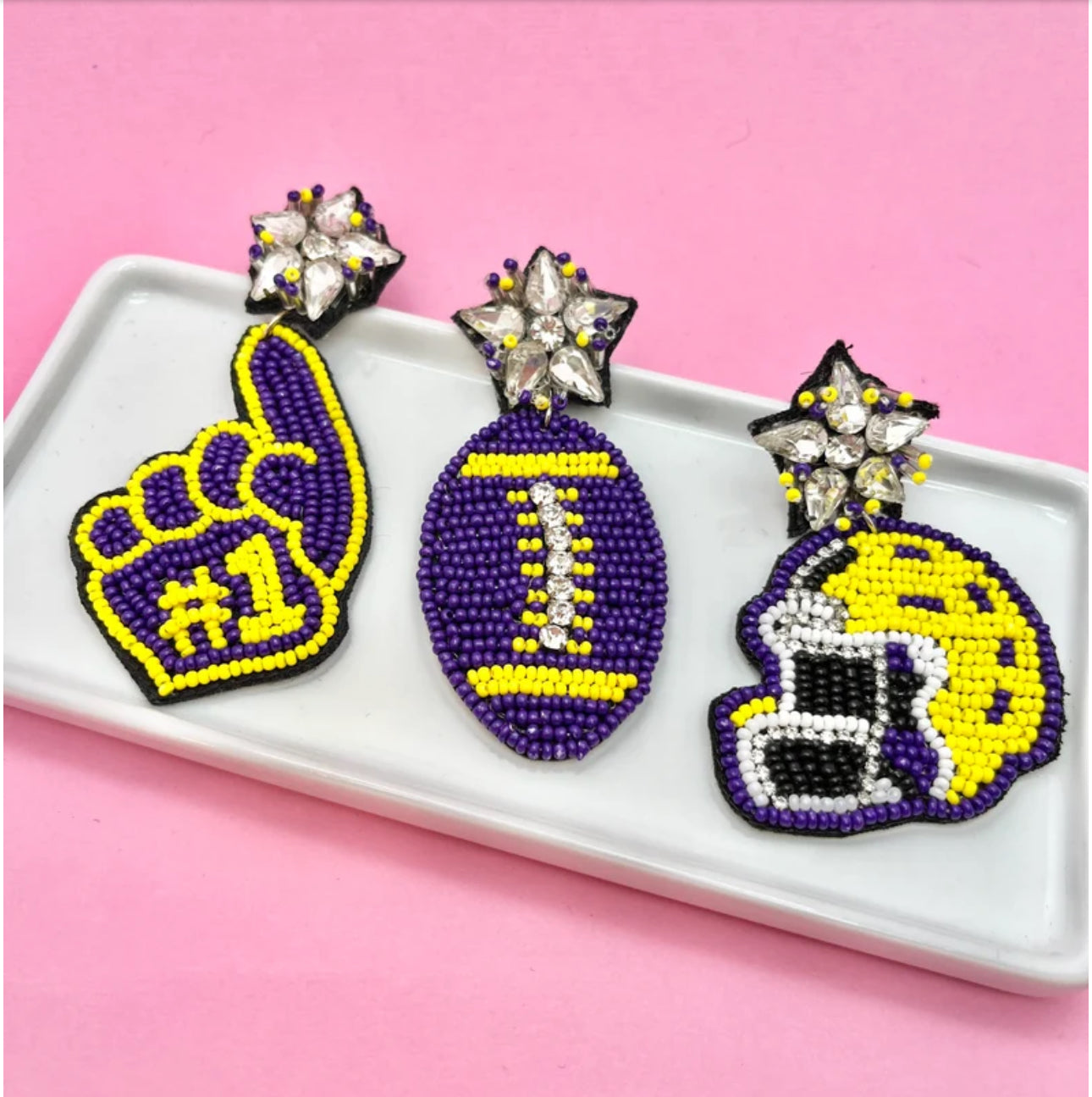 Purple and Yellow Game Day Earrings