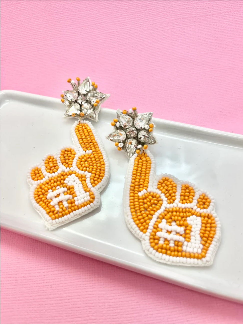 Orange and White Game Day Earrings