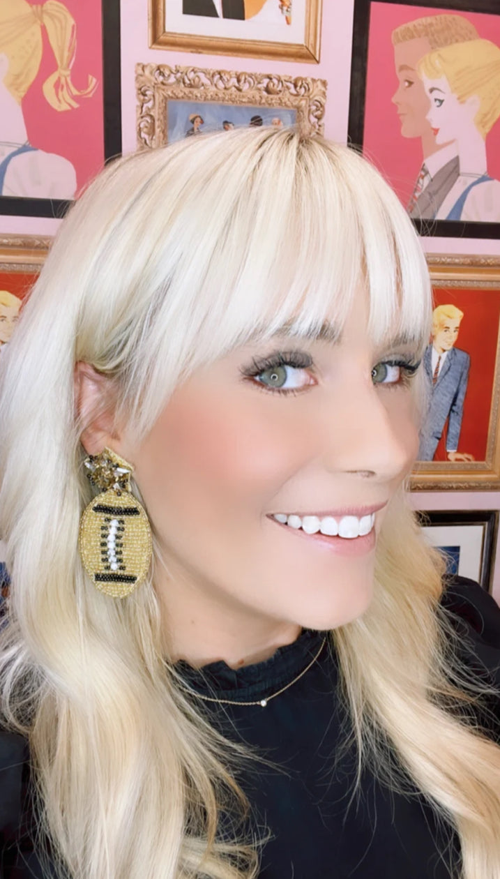 Maroon and White Game Day Earrings