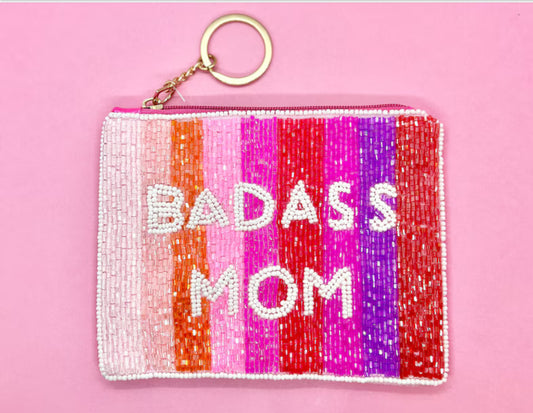 Badass Mom Beaded Coin Purse