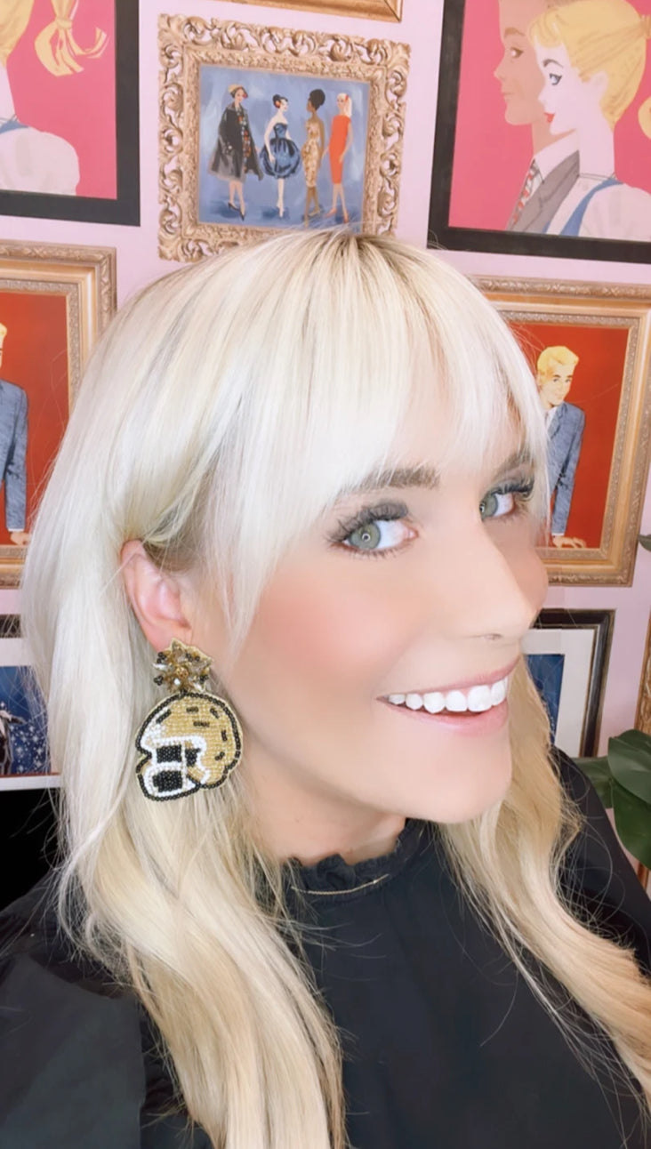 Bright Orange and White Game Day Earrings