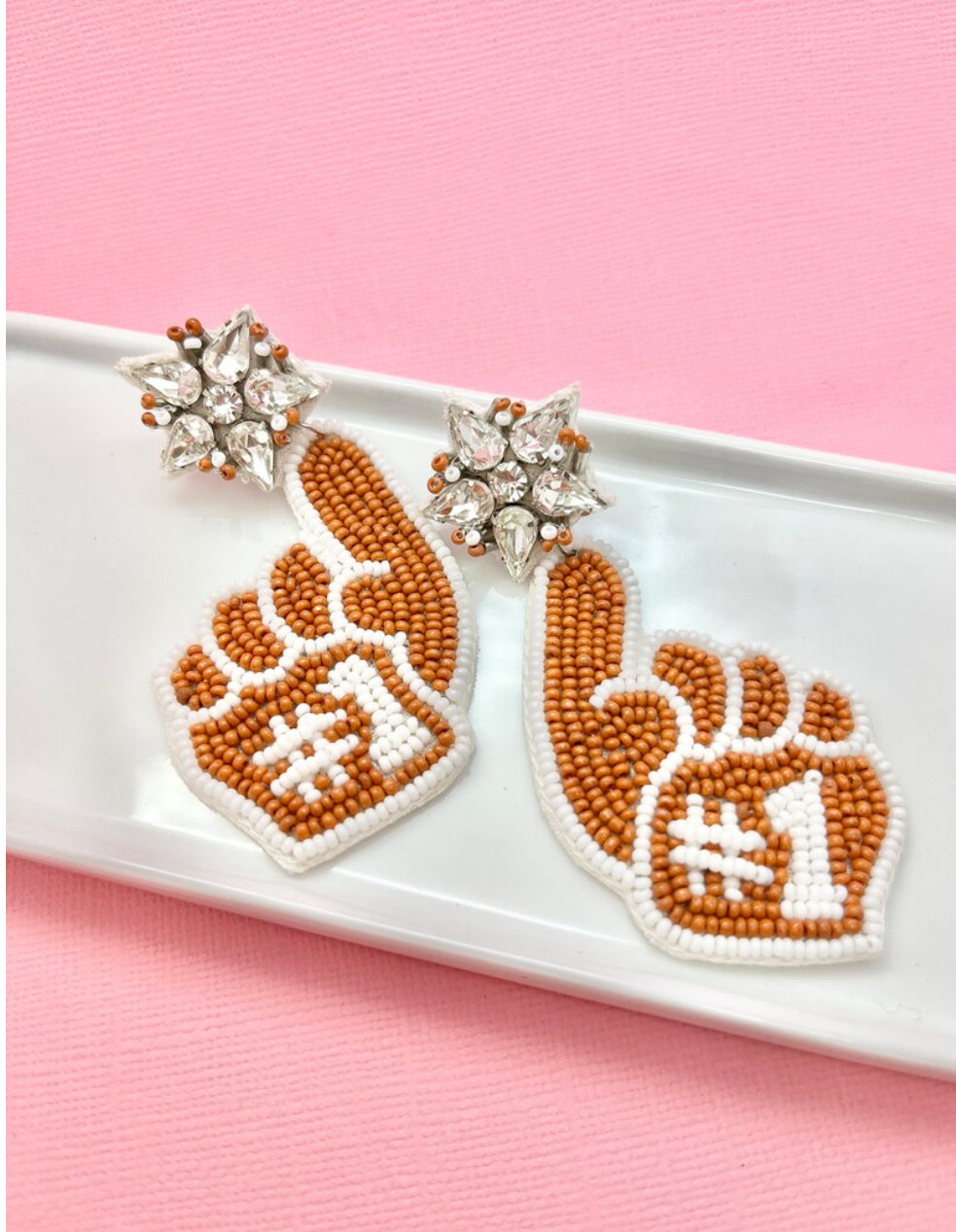 Burnt Orange and White Game Day Earrings