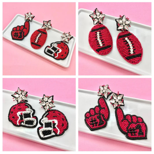 Red and Black Game Day Earrings