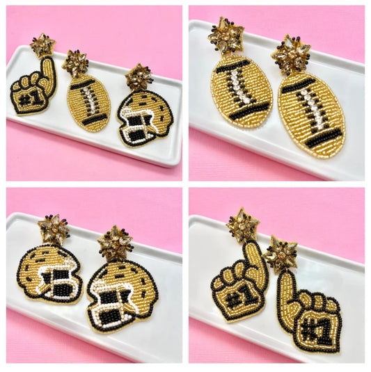 Gold and Black Game Day Earrings