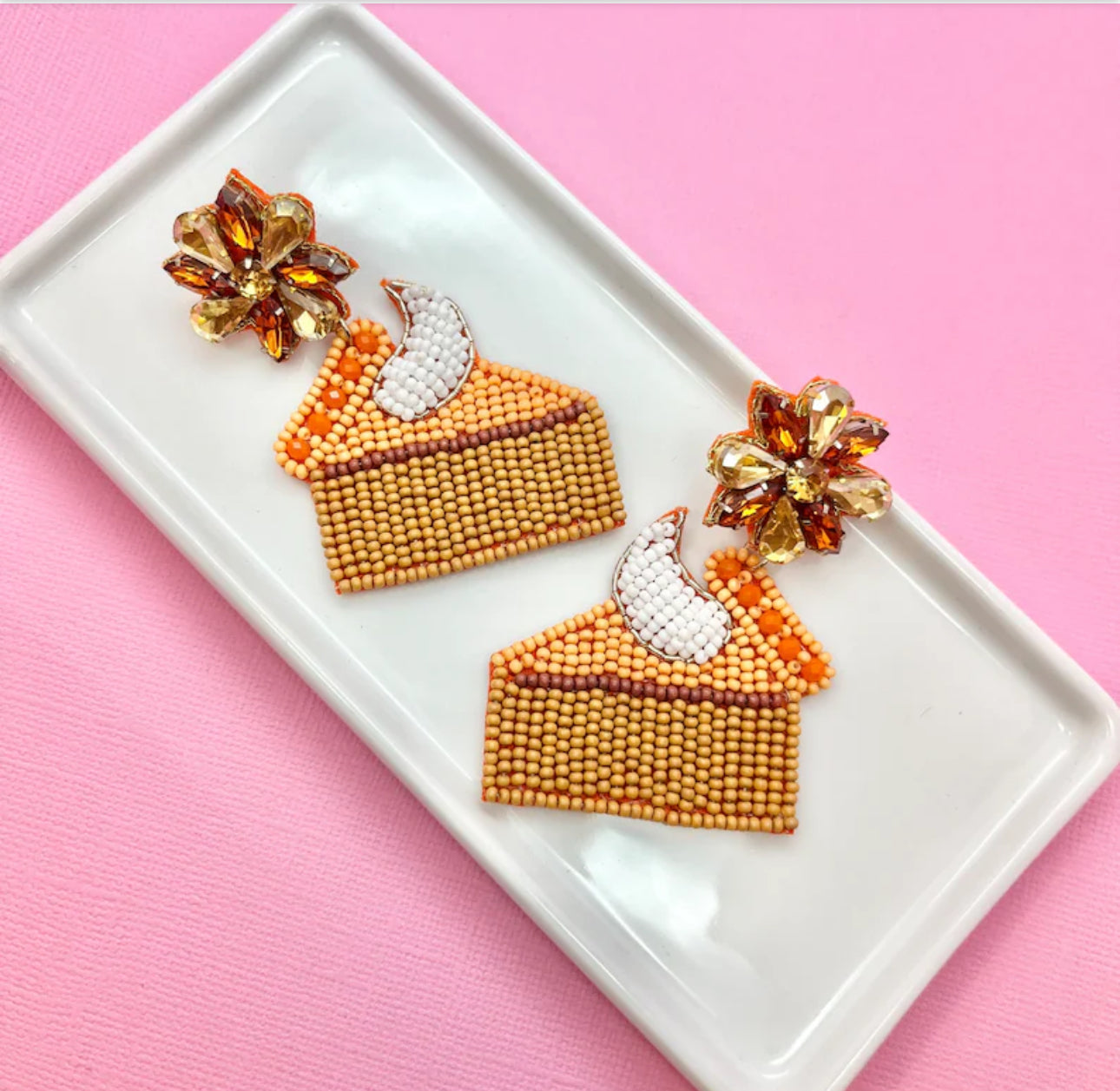 Pumpkin Pie Beaded Thanksgiving Earrings