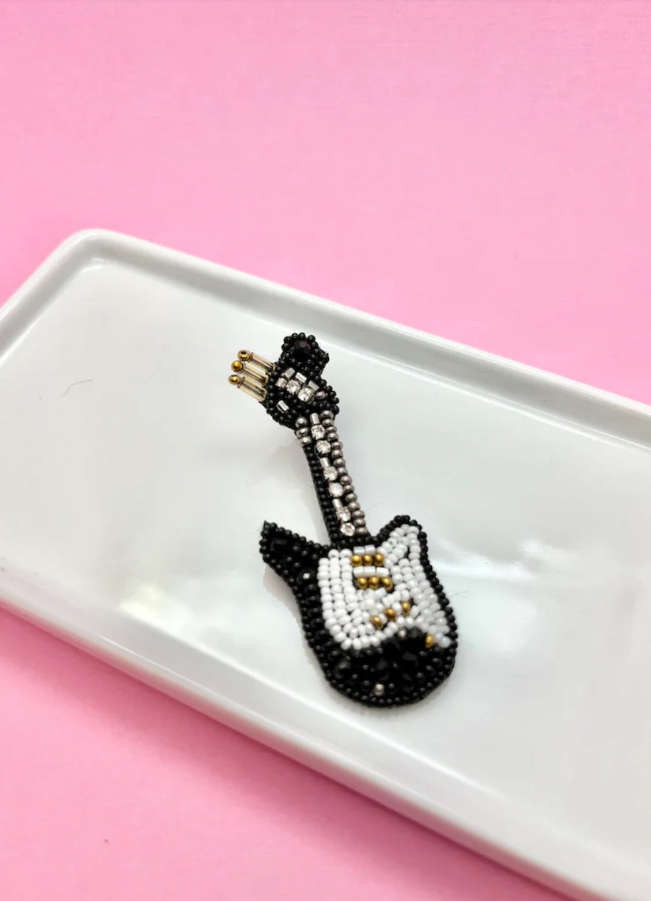 Rock N Roll Beaded Guitar Earrings