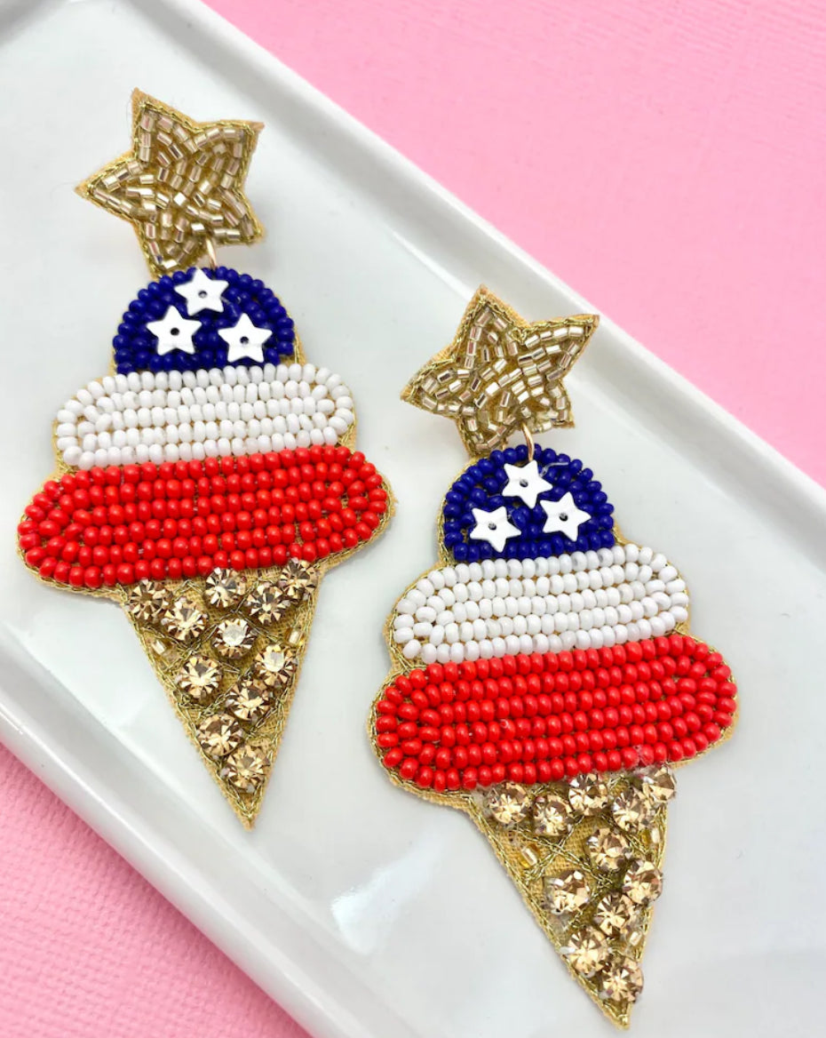 Patriotic Ice Cream America Earrings