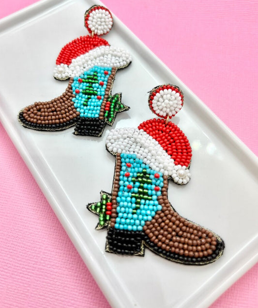 Santa Boot Christmas Earrings