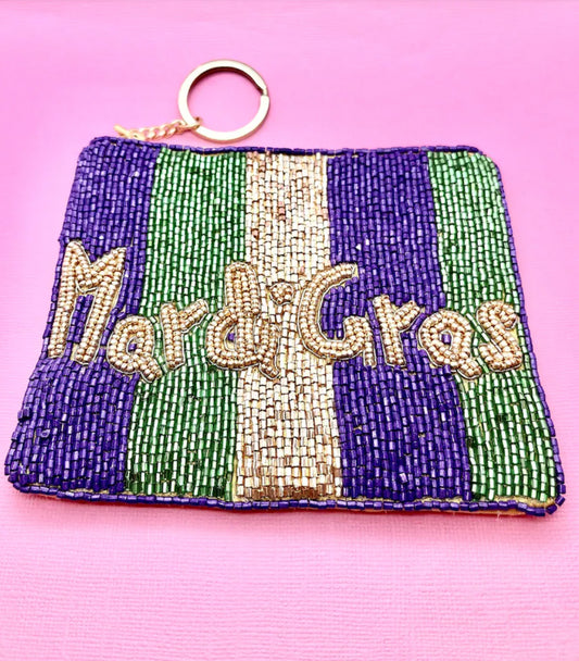 Mardi Gras Beaded Coin Purse