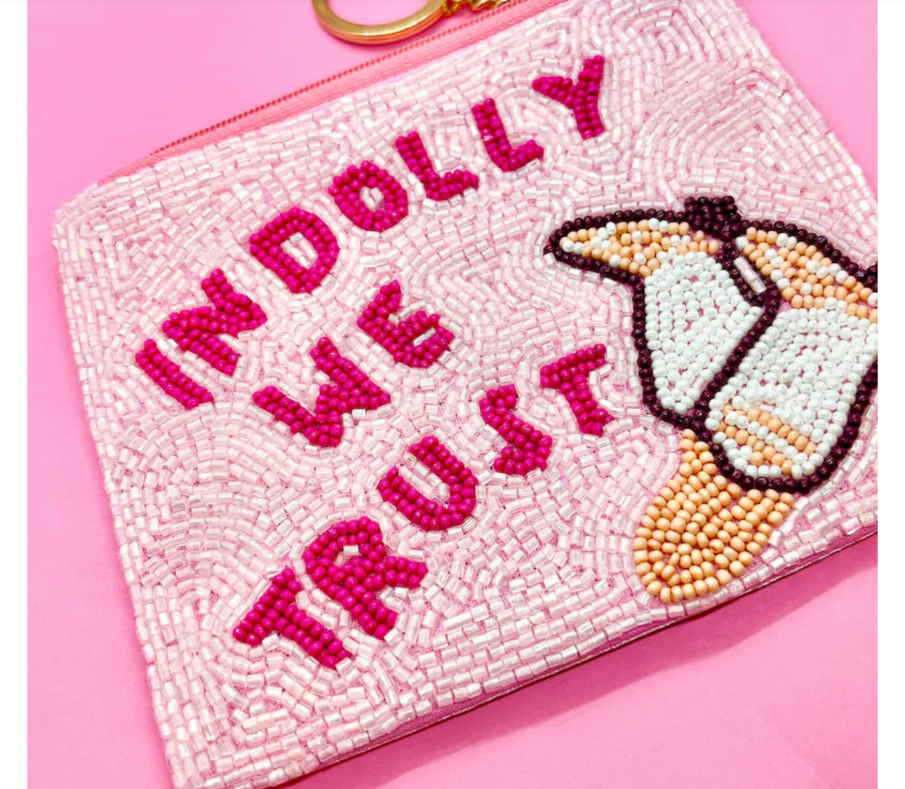 In Dolly We Trust Beaded Coin Purse