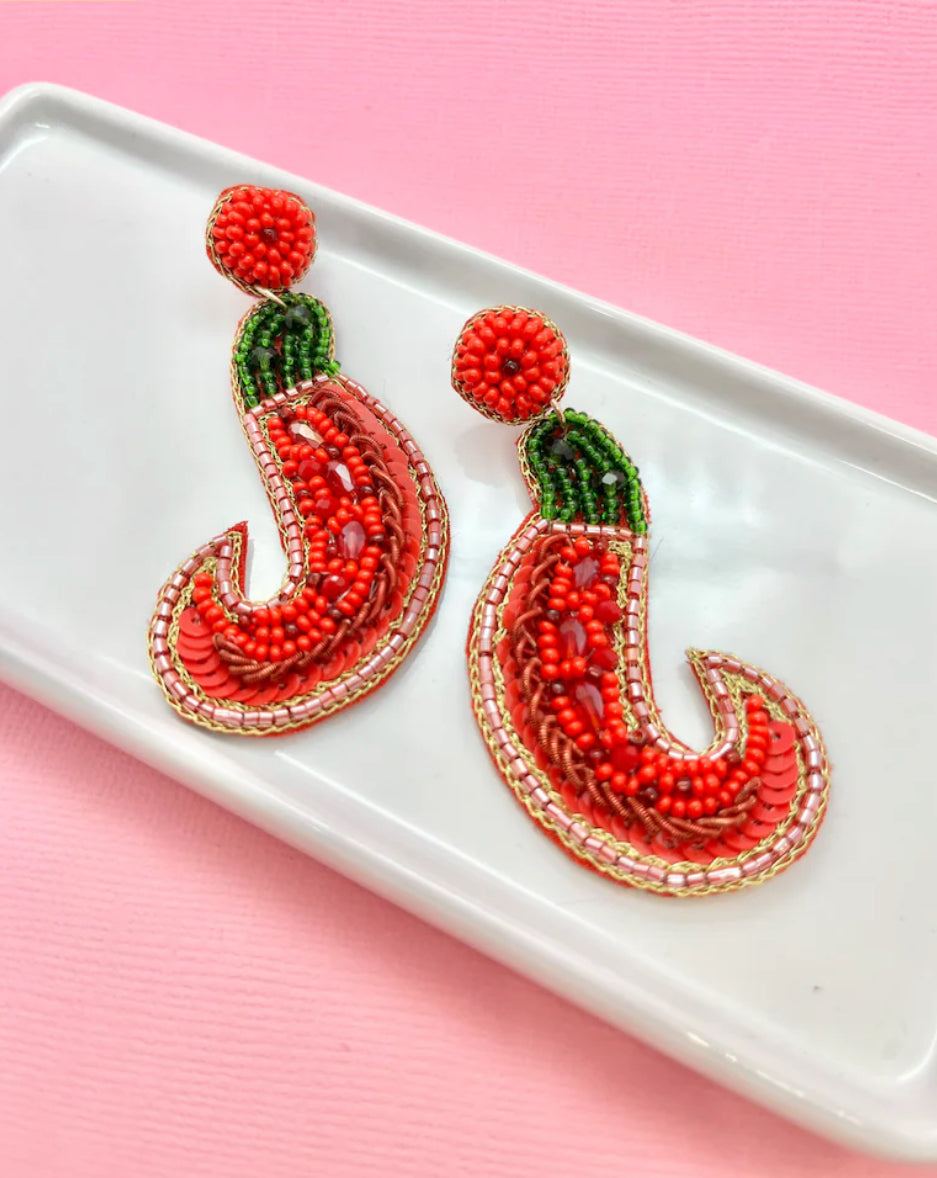 Chili Pepper Beaded Earrings