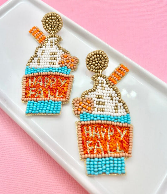 Fall Y’all Drink Beaded Thanksgiving Earrings