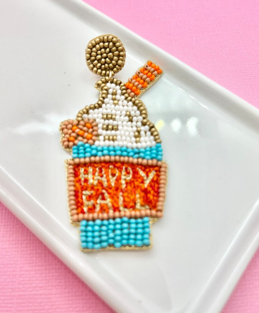 Fall Y’all Drink Beaded Thanksgiving Earrings