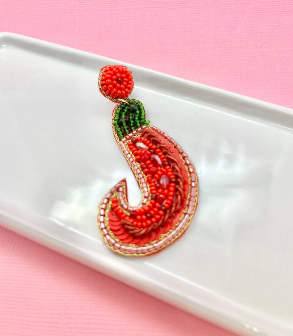 Chili Pepper Beaded Earrings