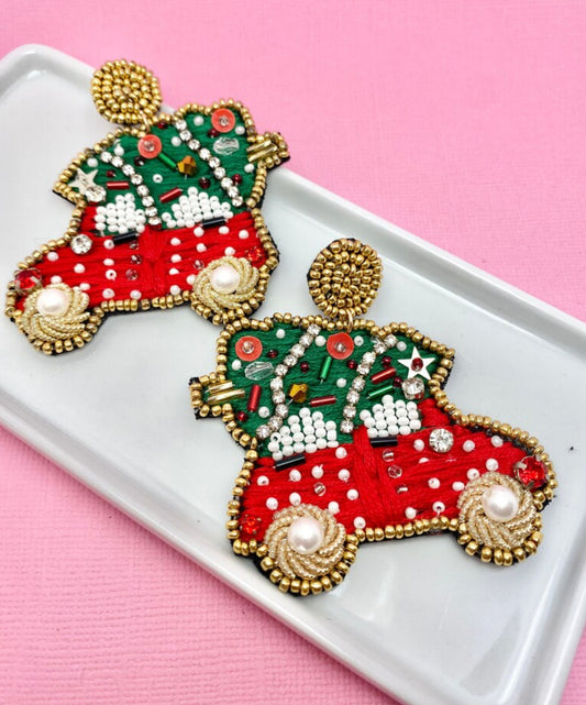 Christmas Car Tree Earrings