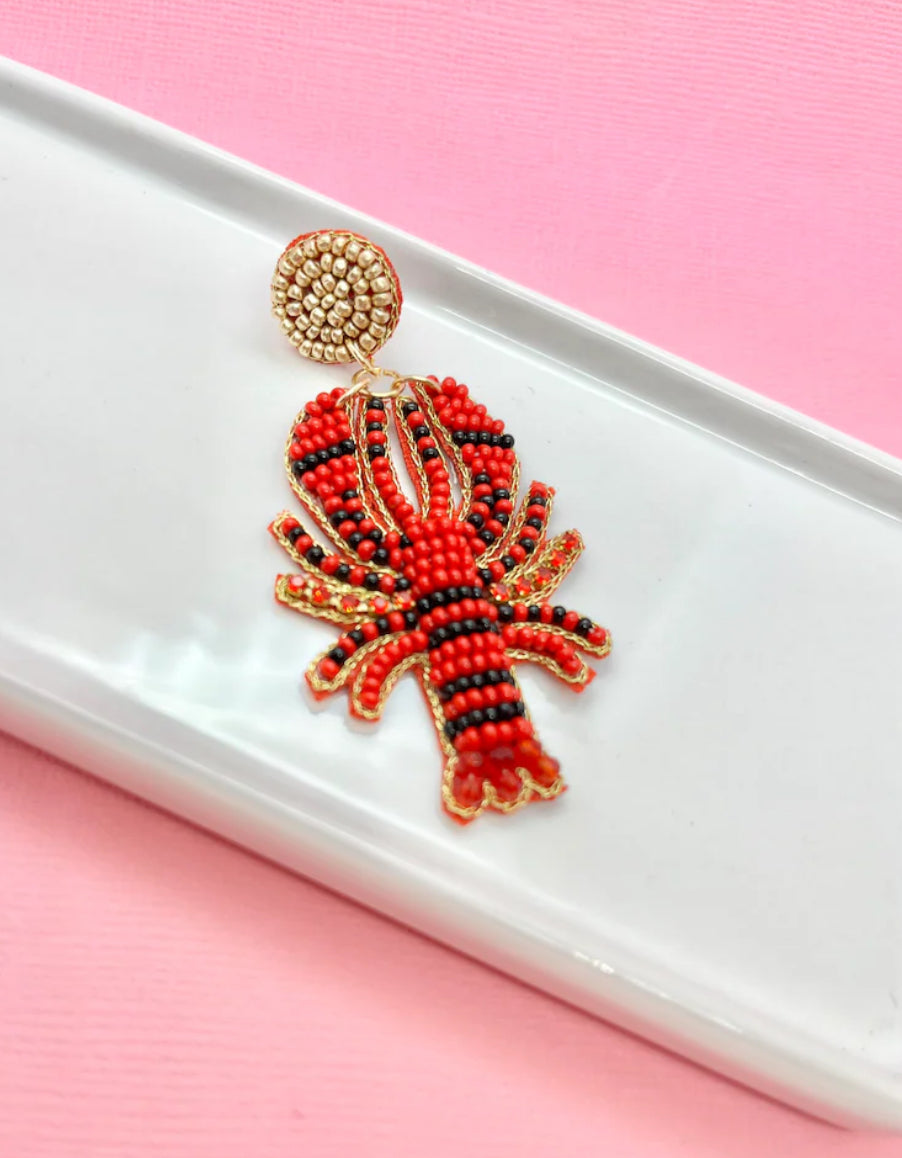 Red Crawfish Earrings
