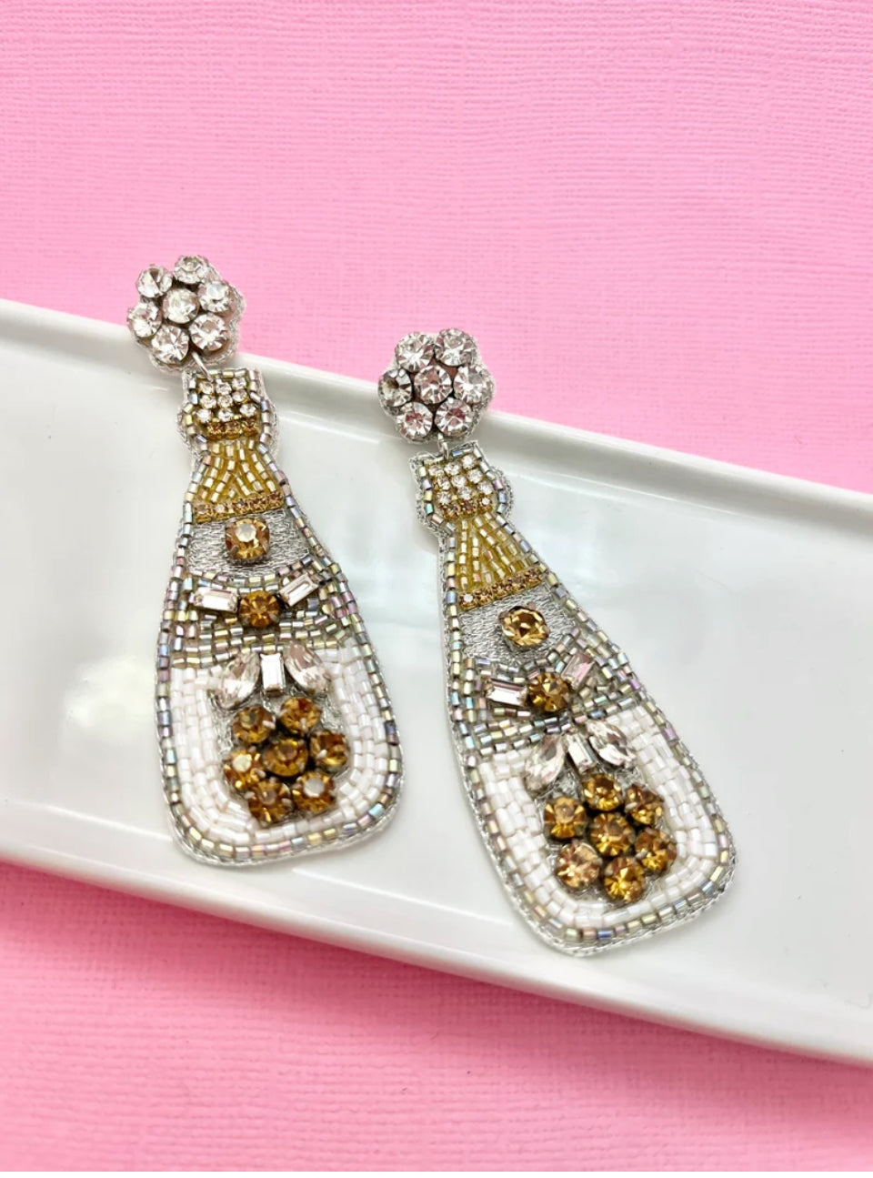 Tequila Champagne Beaded Earrings