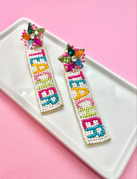 Teacher Pastel Rainbow Beaded Earrings