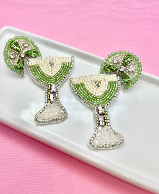 Green Margarita Beaded Earrings