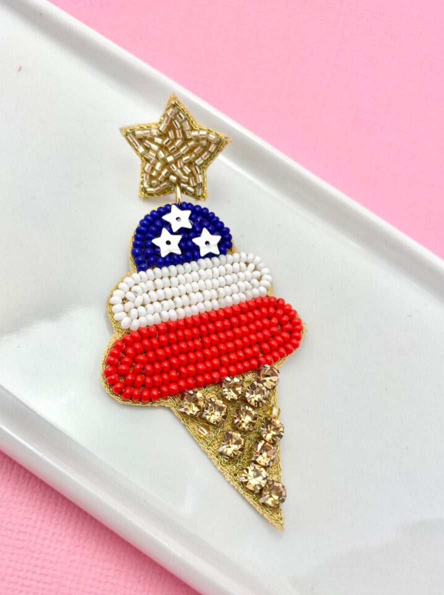 Patriotic Ice Cream America Earrings