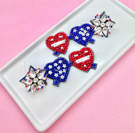 America Heart Shaped Sunglasses Earrings