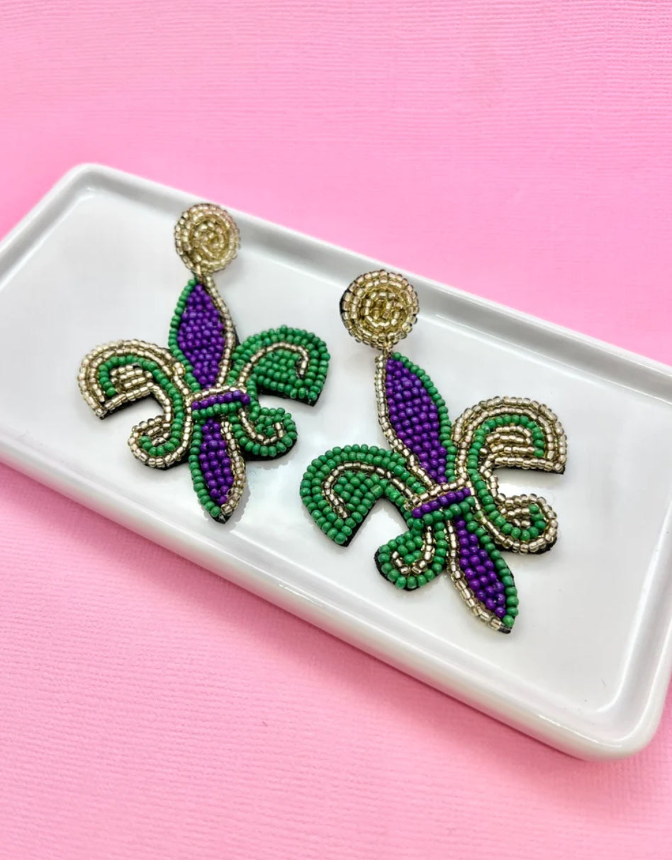 Mardi Gras Fleur de Lis Earring