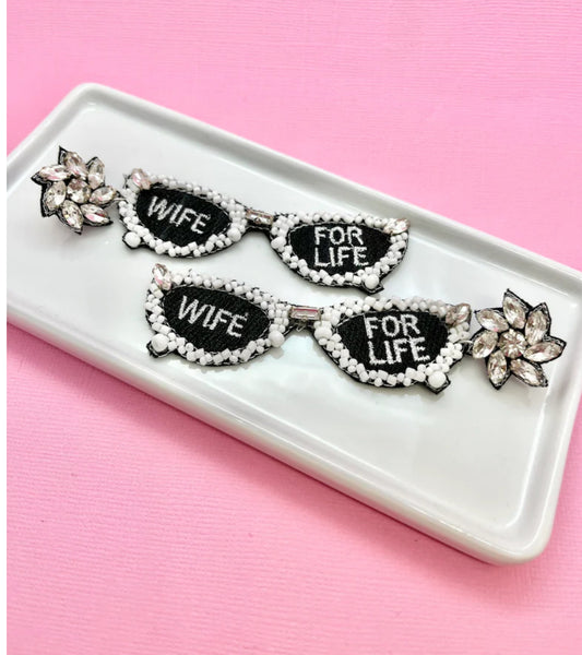 Wife for Life Sunglasses Beaded Earrings