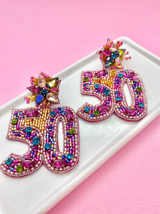 50th Birthday Milestone Earrings