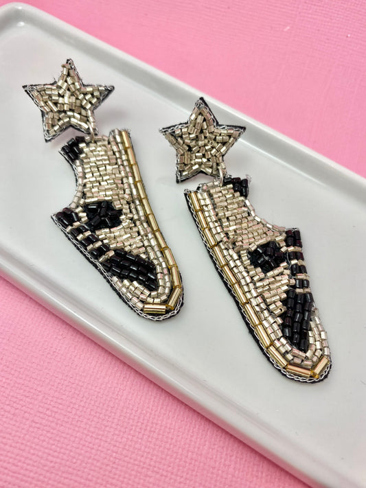 Metallic Star Sneaker Beaded Earrings