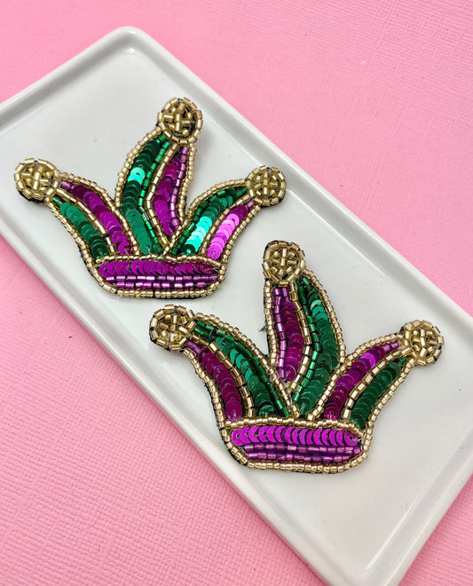 Jester Hat Mardi Gras Beaded Earrings