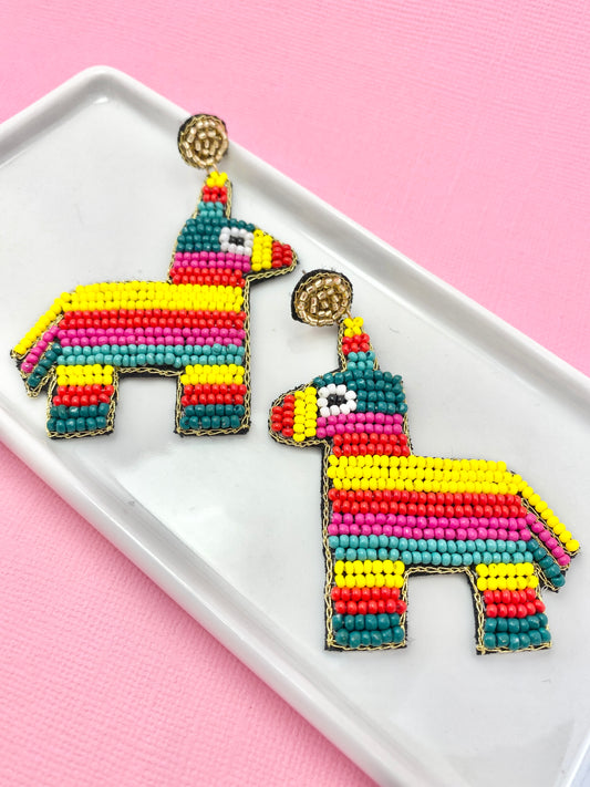 Rainbow Piñata Beaded Earrings