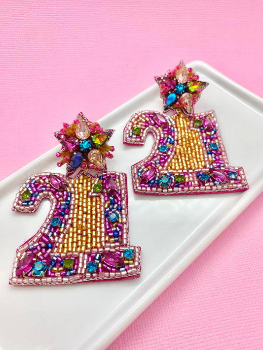 21st Birthday Beaded Earrings