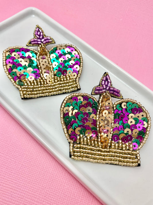 Mardi Gras Queen Beaded Earrings