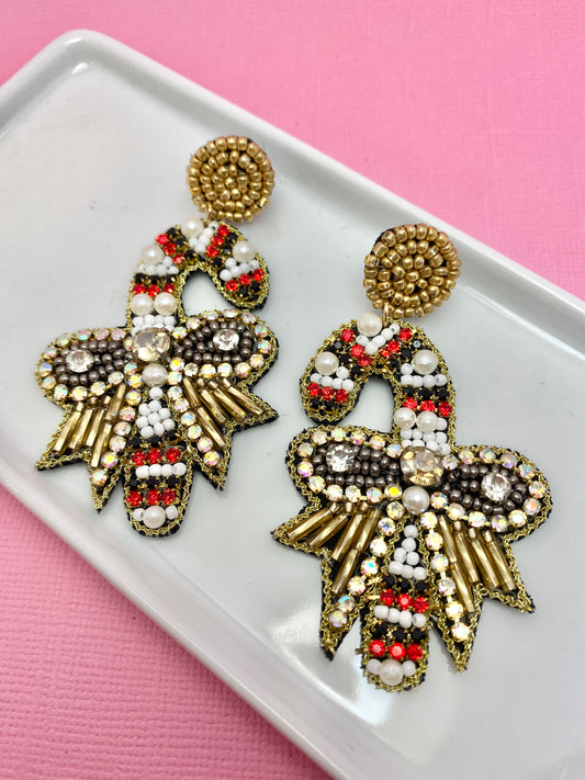 Candy Cane Dreams Beaded Christmas Earrings
