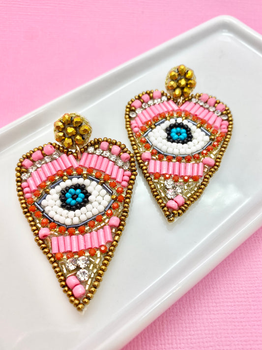 Pink Evil Eye Earring